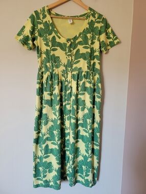 Kate Quinn Women's Organic Cotton Button Front Nursing Friendly Midi Dress Small